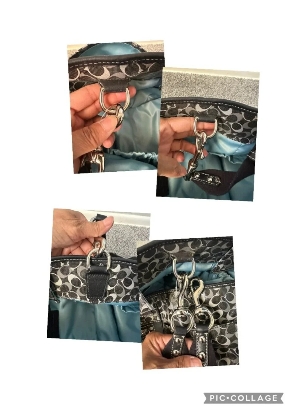 Coach 2011 Black Gray Diaper Bag Coated Changing Pad Shoulder Strap Crossbody